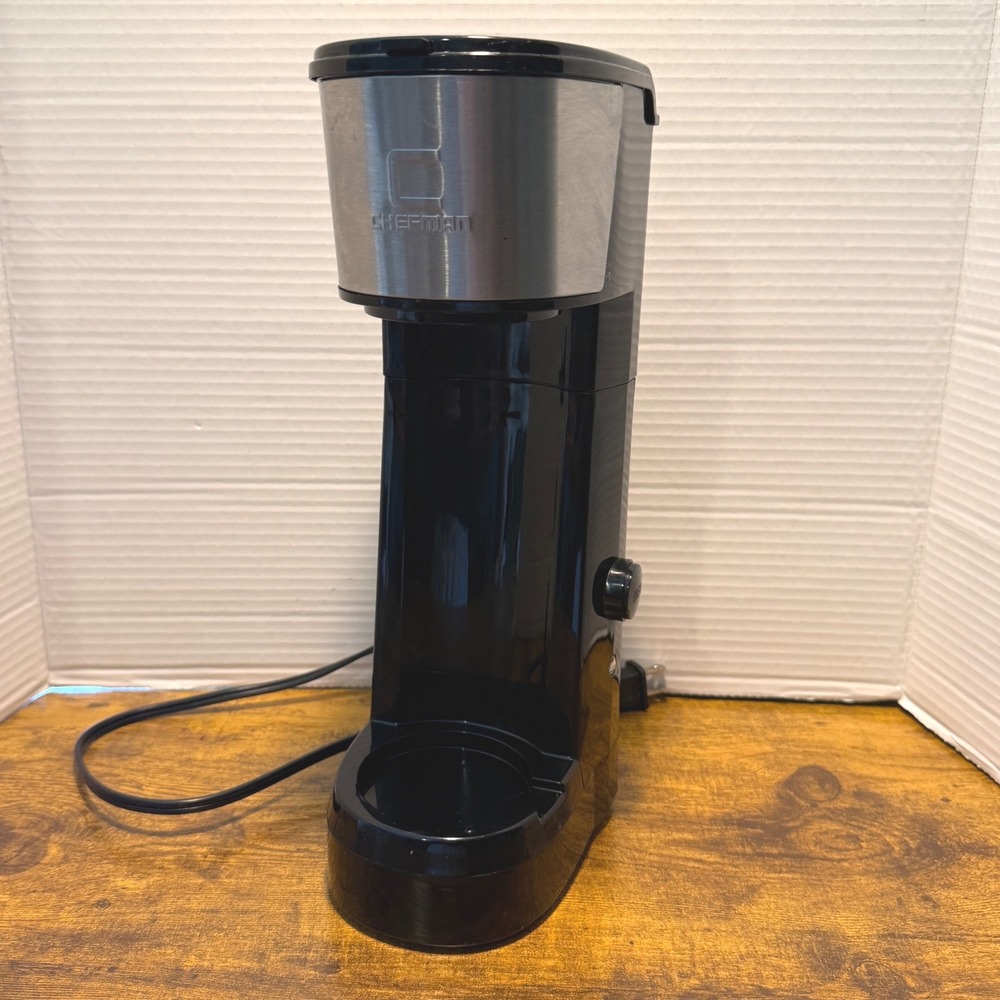 Chefman InstaCoffee Single Serve Coffee Maker Black Silver Kcup Pods Compatible
